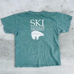 Mens Small Ski New Mexico Short Sleeve Bear Mountain Green Shirt S